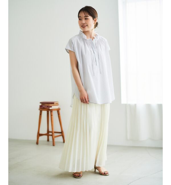  「ストライプフリルカラーブラウス」|シャツ・ブラウス|