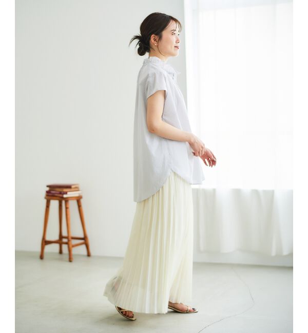  「ストライプフリルカラーブラウス」|シャツ・ブラウス|