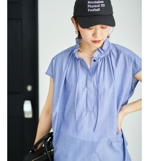  「ストライプフリルカラーブラウス」|シャツ・ブラウス|