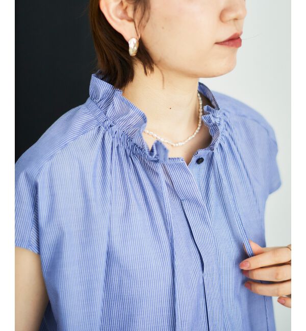  「ストライプフリルカラーブラウス」|シャツ・ブラウス|
