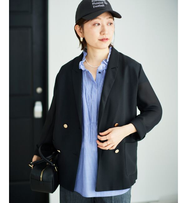  「ストライプフリルカラーブラウス」|シャツ・ブラウス|