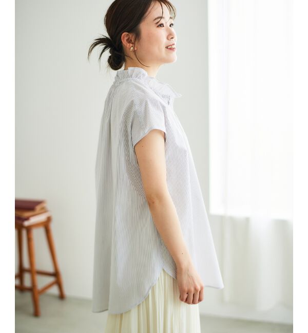  「ストライプフリルカラーブラウス」|シャツ・ブラウス|