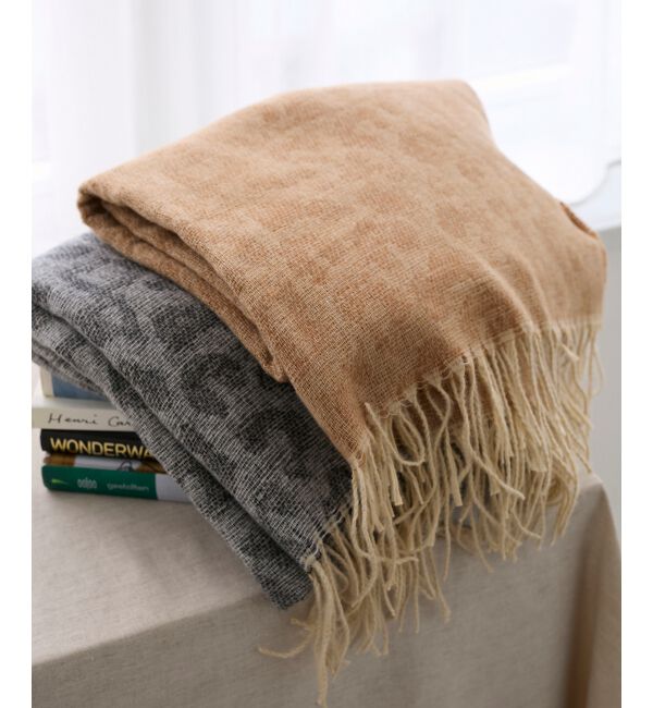  「レオパード＆ヘリンボーン柄ストール」|ストール|