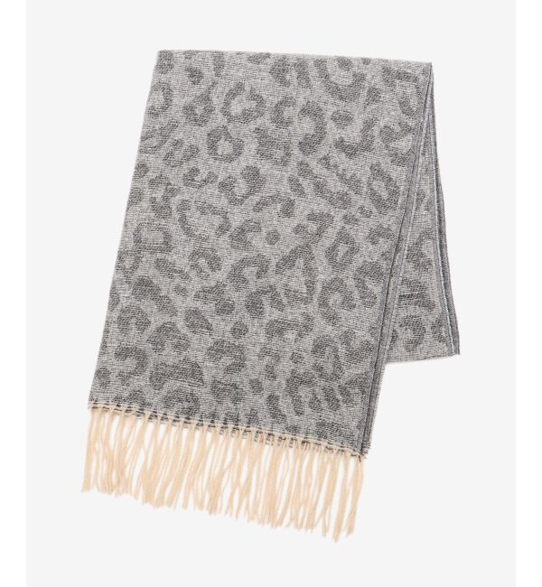  「レオパード＆ヘリンボーン柄ストール」|ストール|