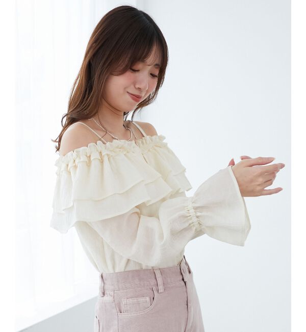  「ティアードフリルオフショルブラウス」|シャツ・ブラウス|