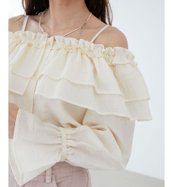  「ティアードフリルオフショルブラウス」|シャツ・ブラウス|