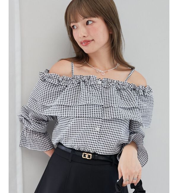  「ティアードフリルオフショルブラウス」|シャツ・ブラウス|