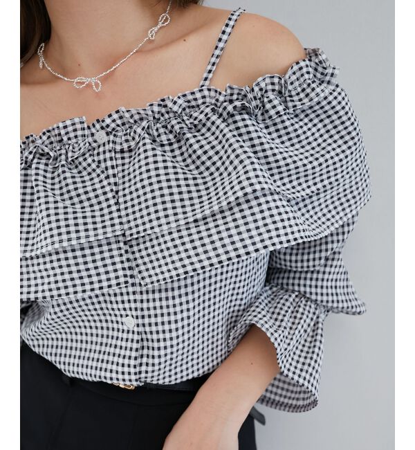  「ティアードフリルオフショルブラウス」|シャツ・ブラウス|