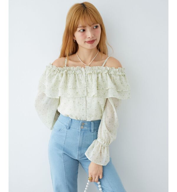  「ティアードフリルオフショルブラウス」|シャツ・ブラウス|