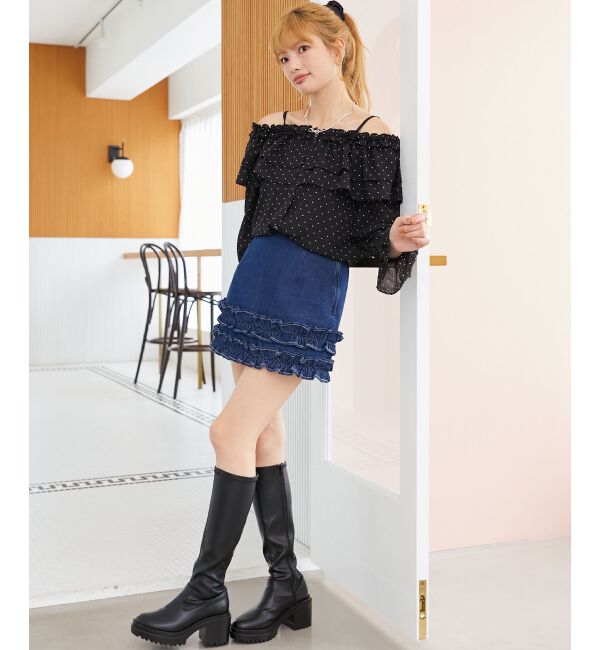  「ティアードフリルオフショルブラウス」|シャツ・ブラウス|