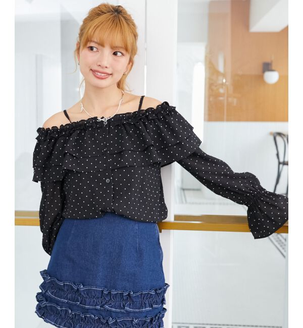  「ティアードフリルオフショルブラウス」|シャツ・ブラウス|