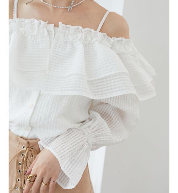  「ティアードフリルオフショルブラウス」|シャツ・ブラウス|