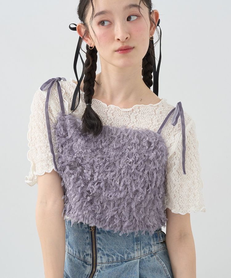 earth music&ecology「【WEB限定】ベロアリボンフェザービスチェ」|ベスト・ジレ|