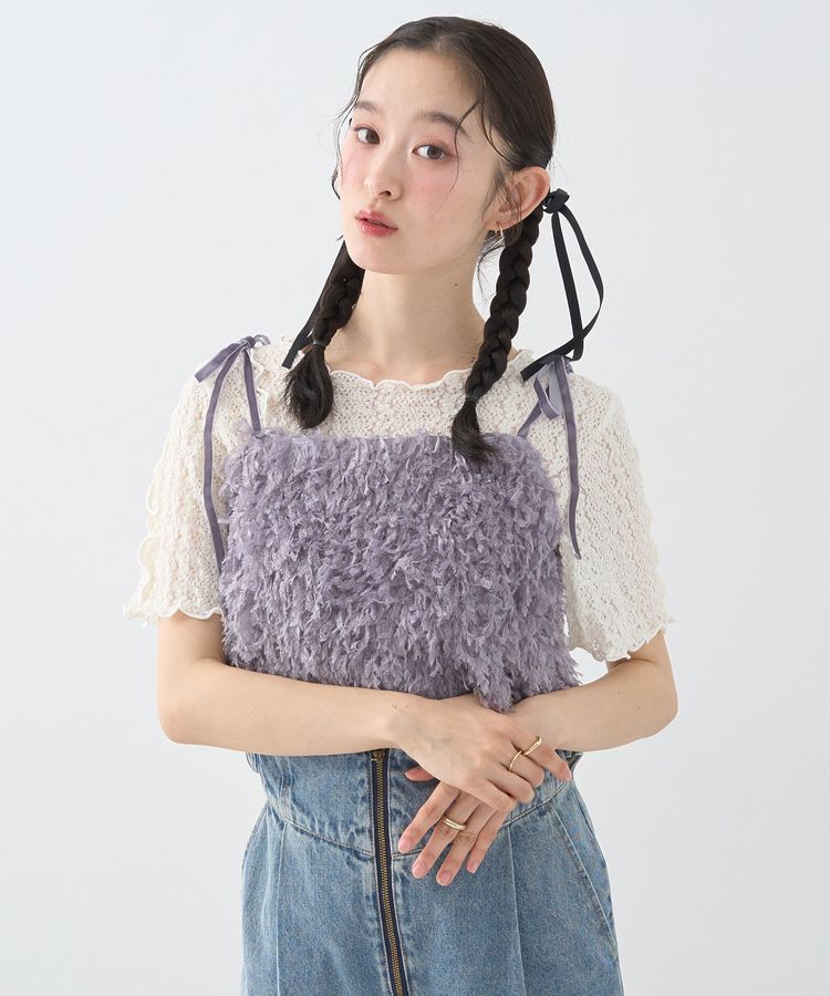 earth music&ecology「【WEB限定】ベロアリボンフェザービスチェ」|ベスト・ジレ|