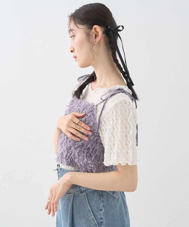 earth music&ecology「【WEB限定】ベロアリボンフェザービスチェ」|ベスト・ジレ|