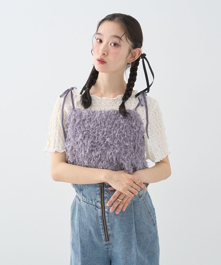 earth music&ecology「【WEB限定】ベロアリボンフェザービスチェ」|ベスト・ジレ|