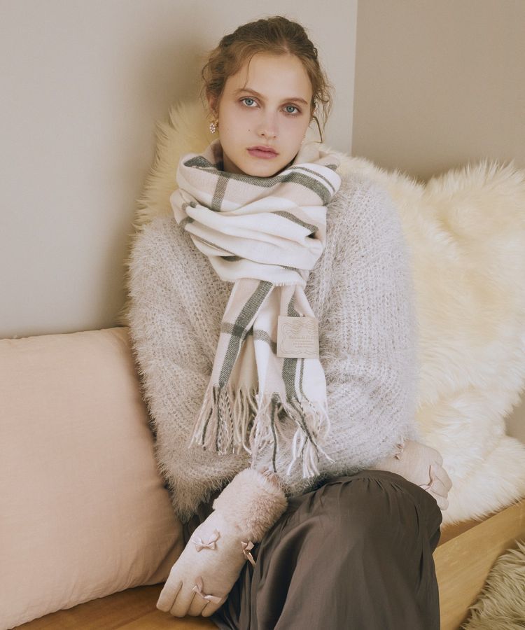 Maison de FLEUR「チェックストール」|ストール|ライトピンク