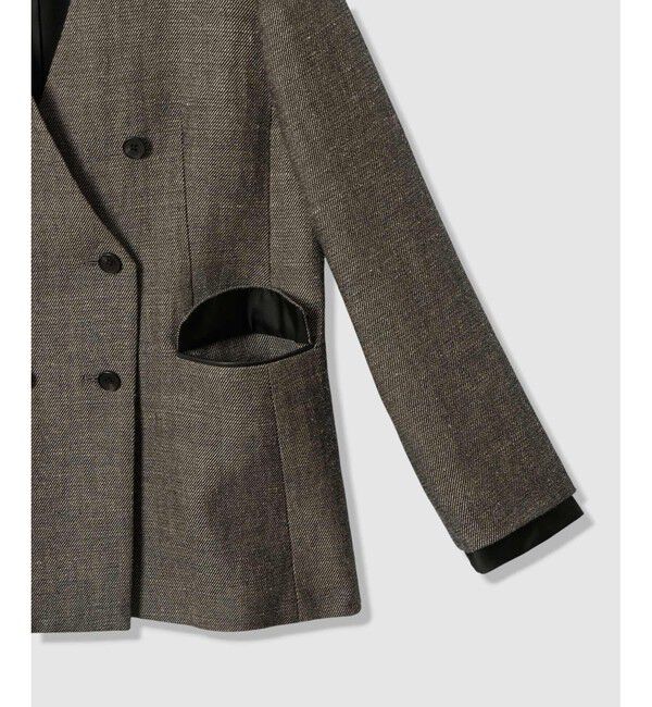 allureville「リネンウールダブルブレストジャケット」|ノーカラージャケット|