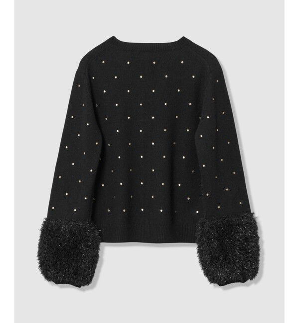 allureville「エンブロイダリードットフェイクファーカフスカーディガン」|カーディガン|