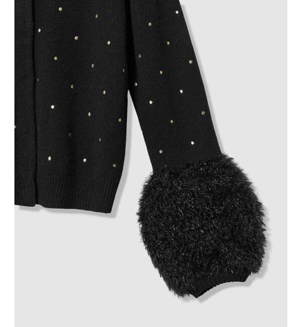 allureville「エンブロイダリードットフェイクファーカフスカーディガン」|カーディガン|