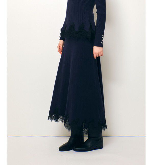 allureville「レースドッキングニットスカート」|スカート|