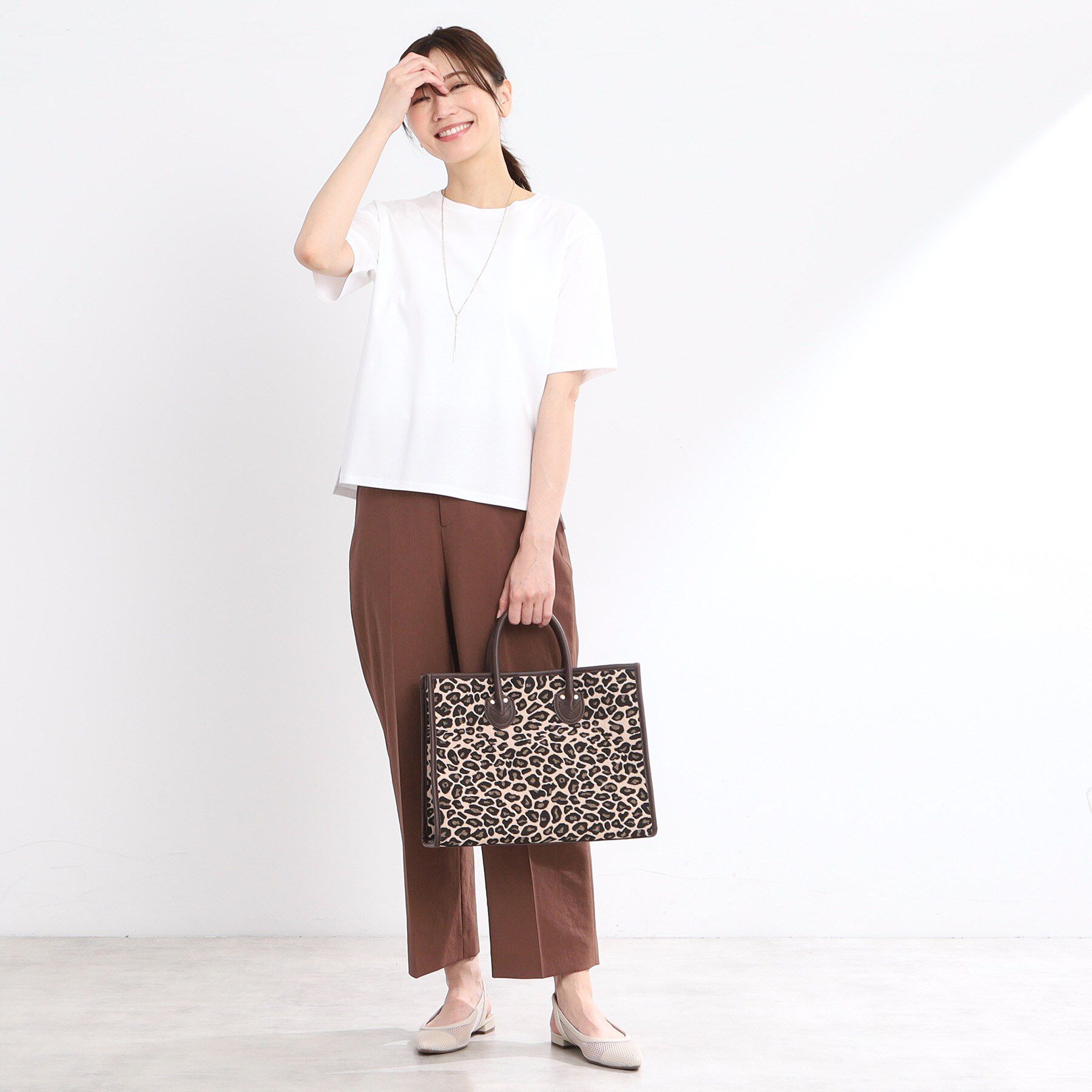 Reflect「【しっかり収納／ショルダー付き】レオパードジャカードバッグ」|トートバッグ|