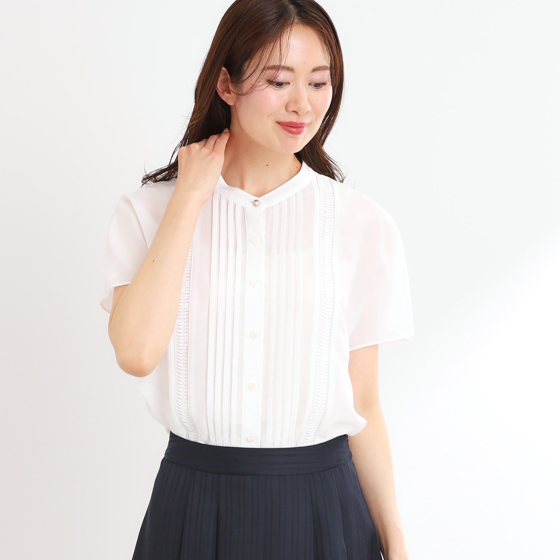 Reflect「【選べる7色◎／手洗い可】フロントピンタックデザインブラウス」|シャツ・ブラウス|