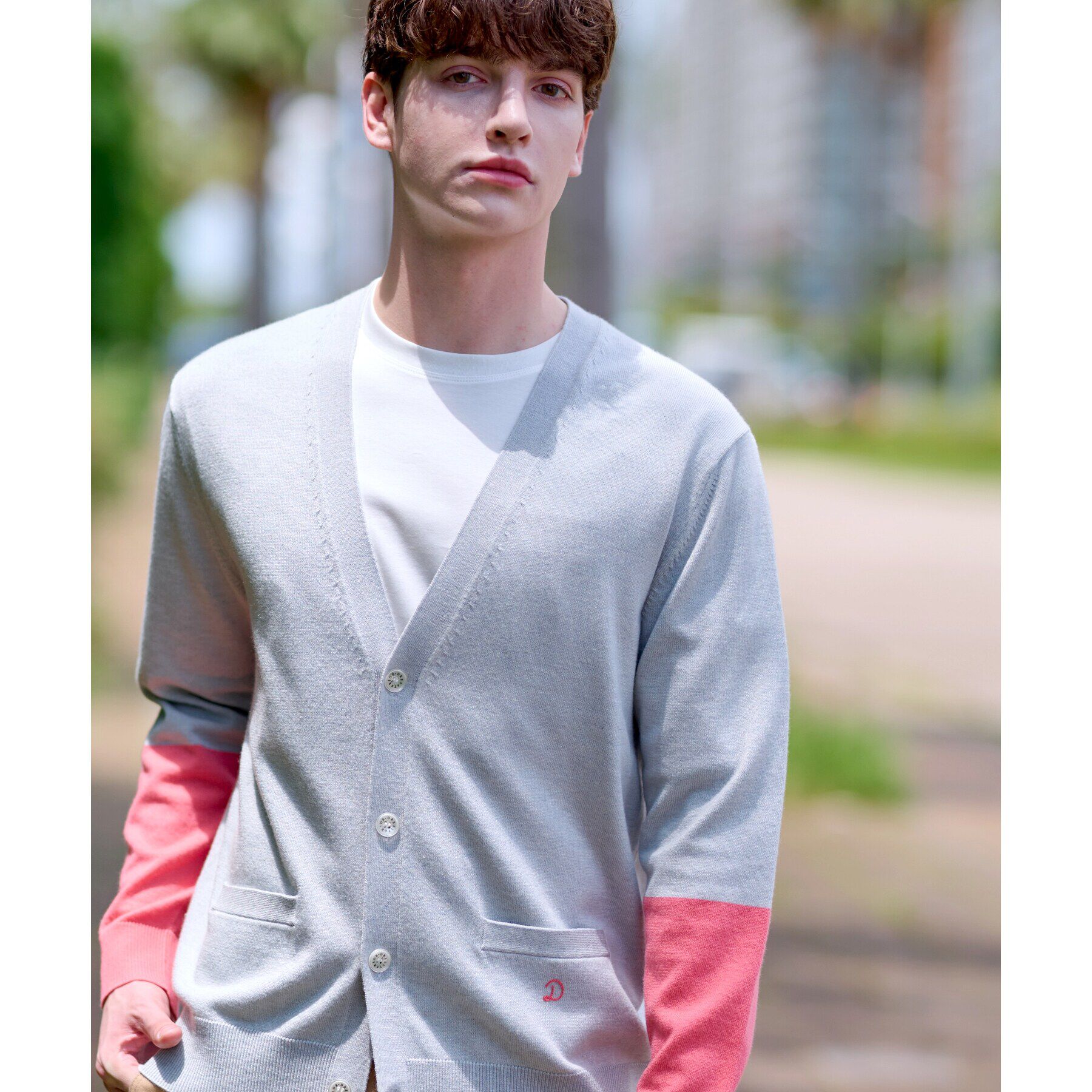 DRESSTERIOR「スリーブカラーブロックカーディガン」|カーディガン|