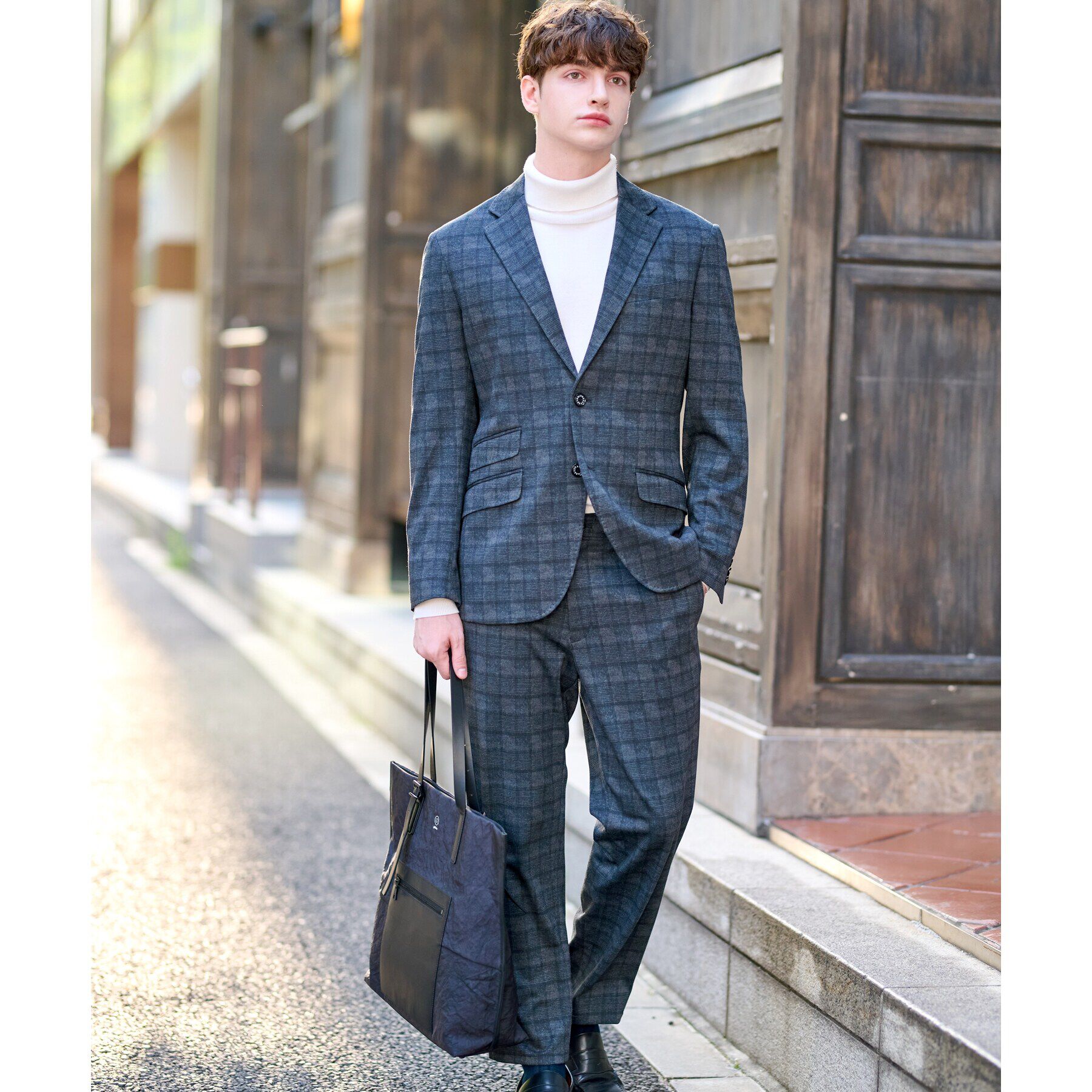 DRESSTERIOR「【セットアップ可】ネイビーグレンチェックSET UPジャケット」|テーラードジャケット|