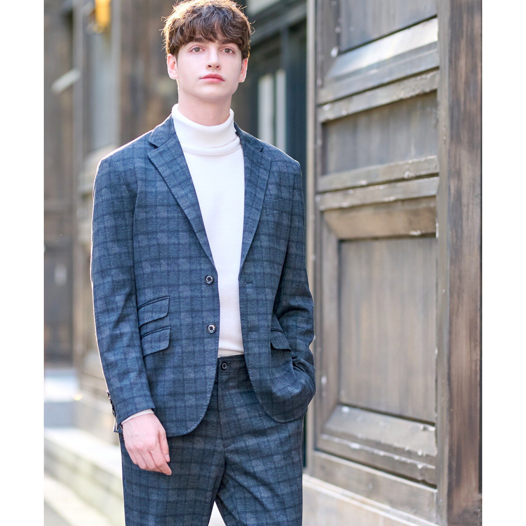 DRESSTERIOR「【セットアップ可】ネイビーグレンチェックSET UPジャケット」|テーラードジャケット|