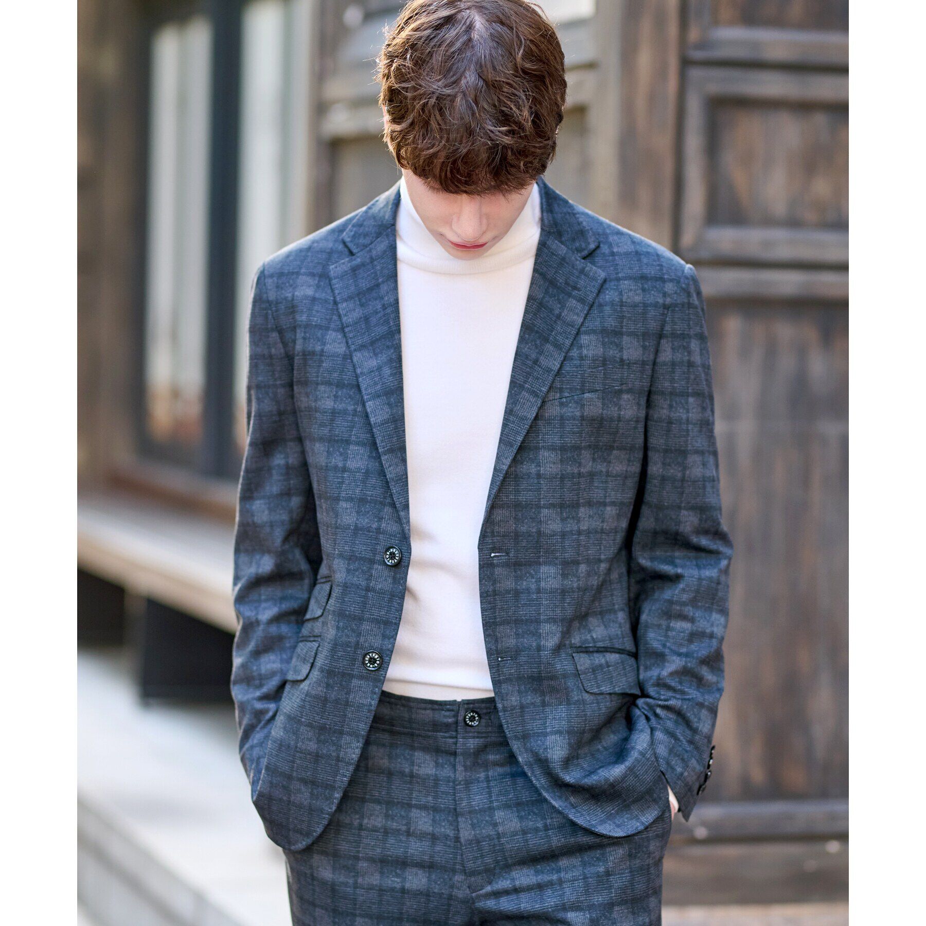 DRESSTERIOR「【セットアップ可】ネイビーグレンチェックSET UPジャケット」|テーラードジャケット|