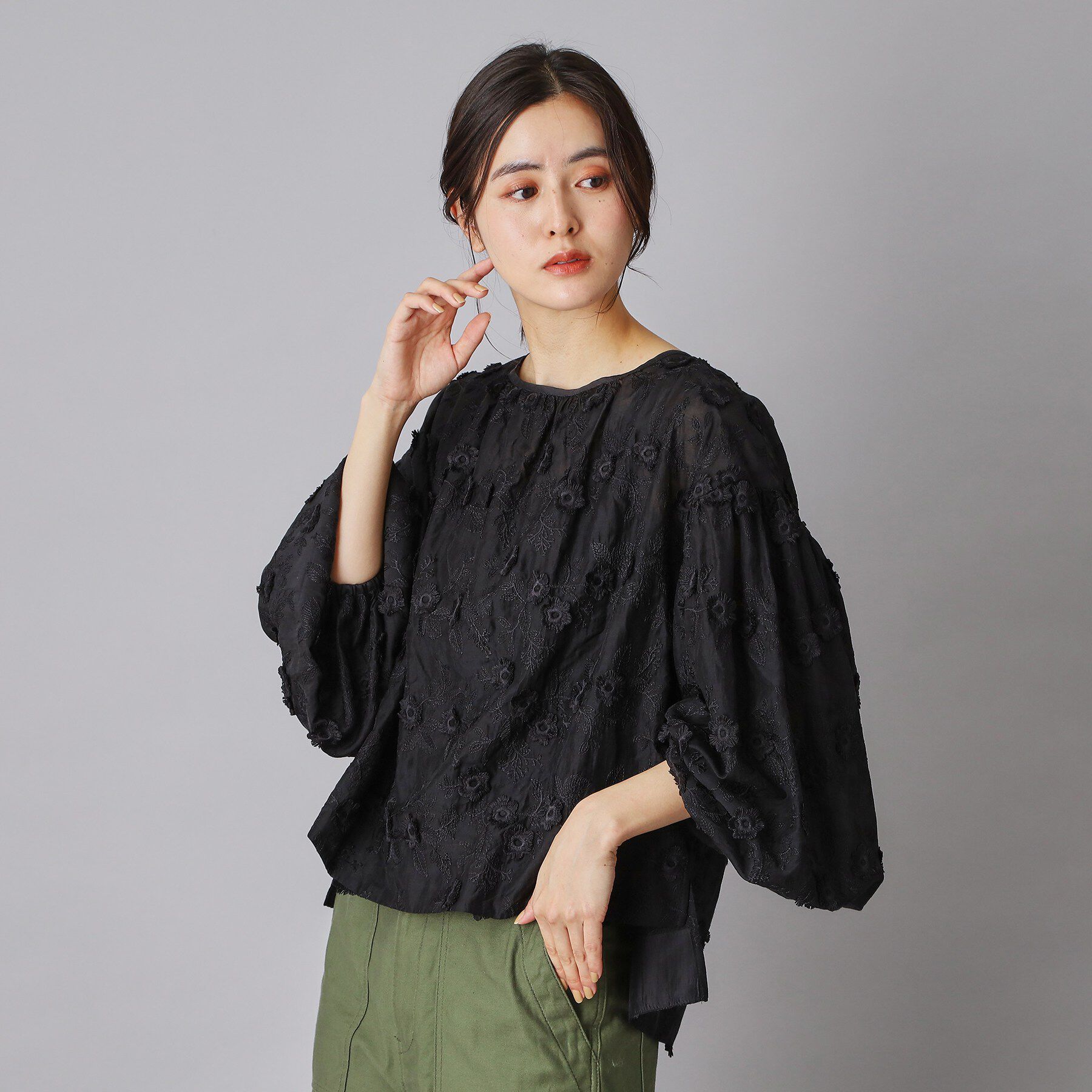 DRESSTERIOR「シアーエンブロイダリーブラウス」|シャツ・ブラウス|