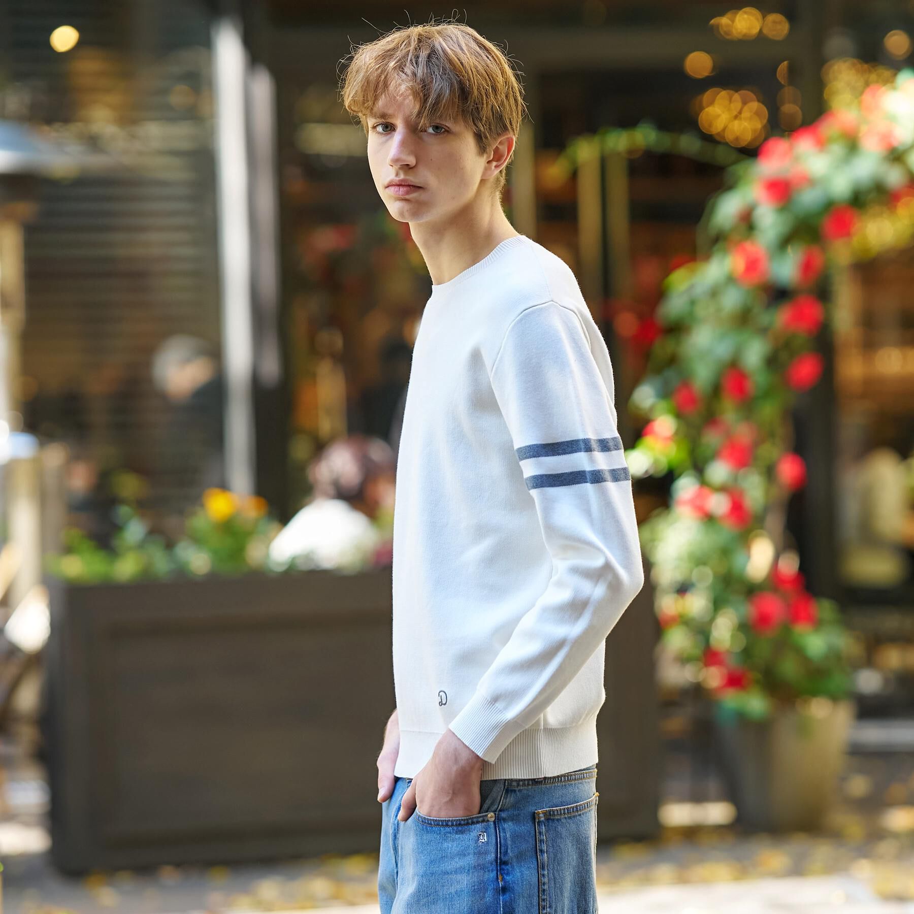 DRESSTERIOR「コットンスムース アームラインクルーネック」|ニット・セーター|