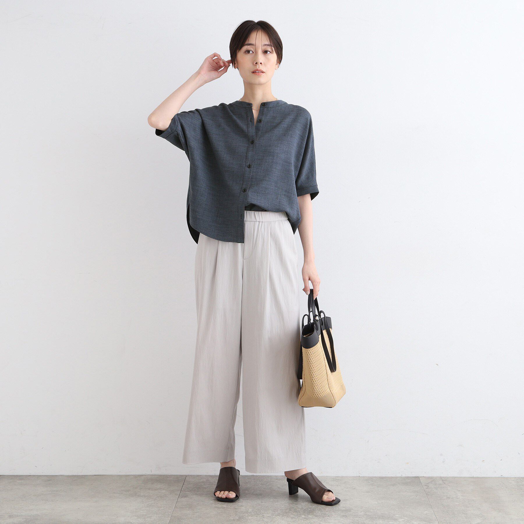 INDIVI「【洗える／UVケア／SETUP可能】麻調ドルマンブラウス」|シャツ・ブラウス|