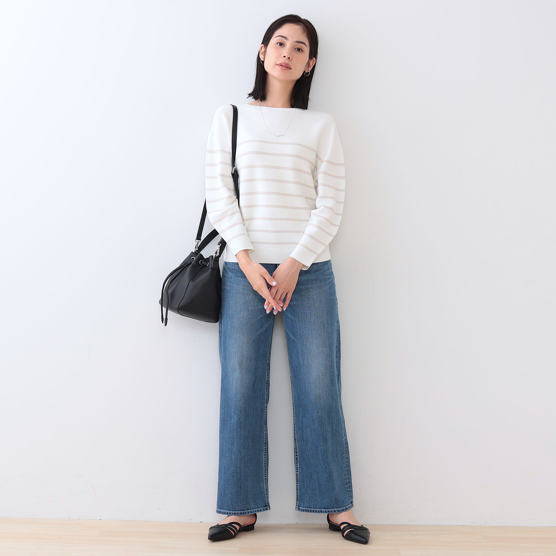 INDIVI「【洗える／無縫製／6色展開】袖フォルム ボートネックニット」|ニット・セーター|