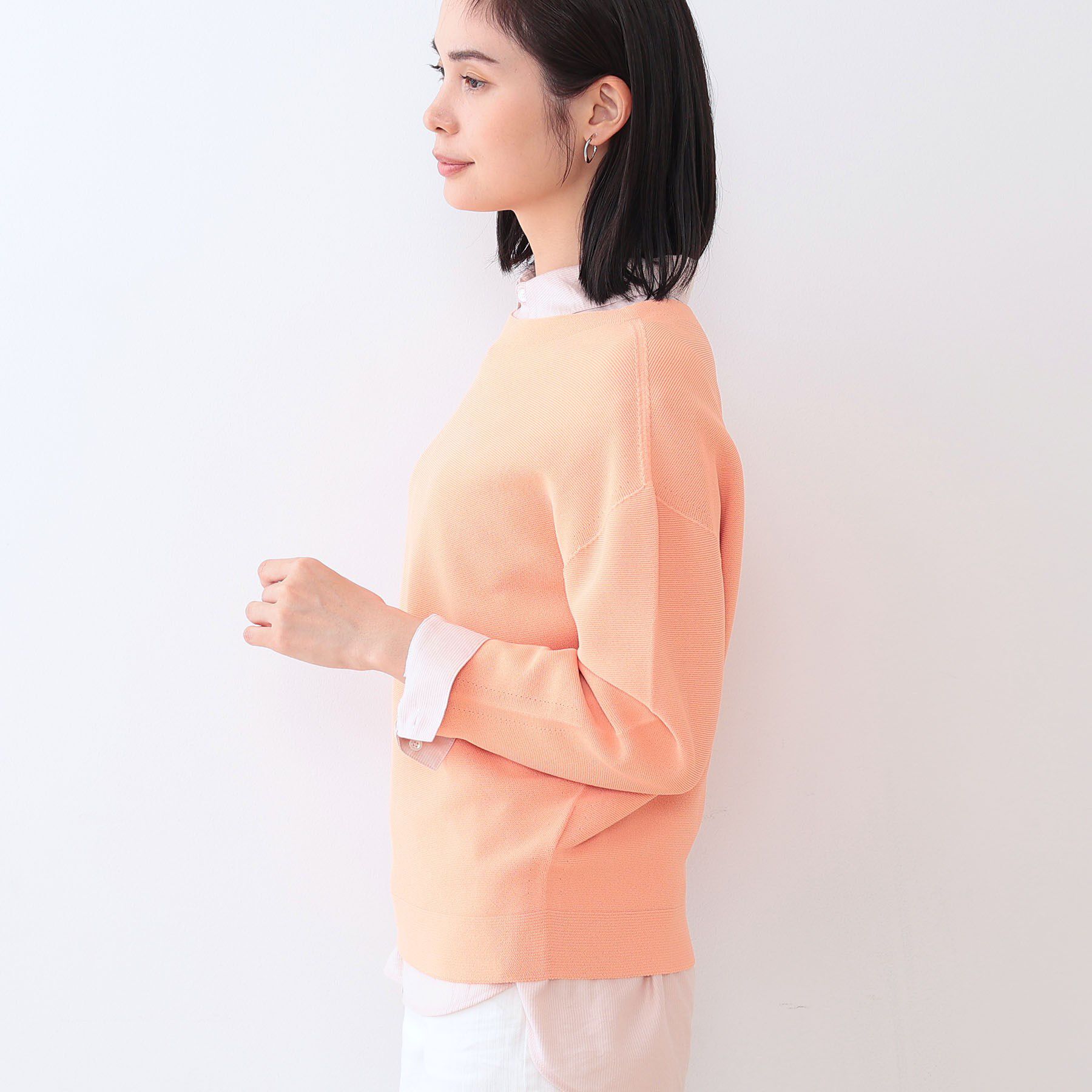 INDIVI「【洗える／無縫製／6色展開】袖フォルム ボートネックニット」|ニット・セーター|