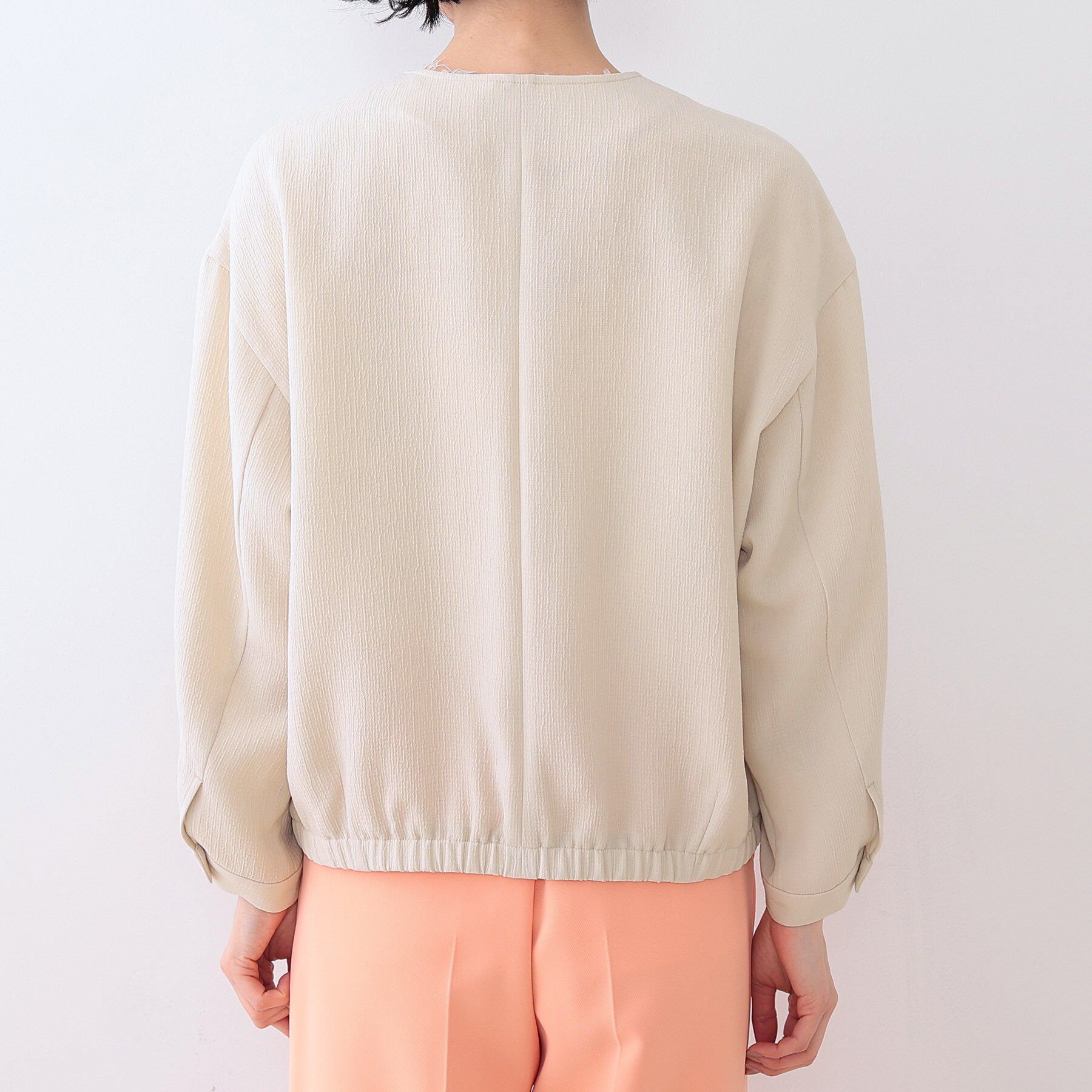 INDIVI「【洗える】凹凸素材シンプルブルゾン」|ブルゾン・スタジャン|