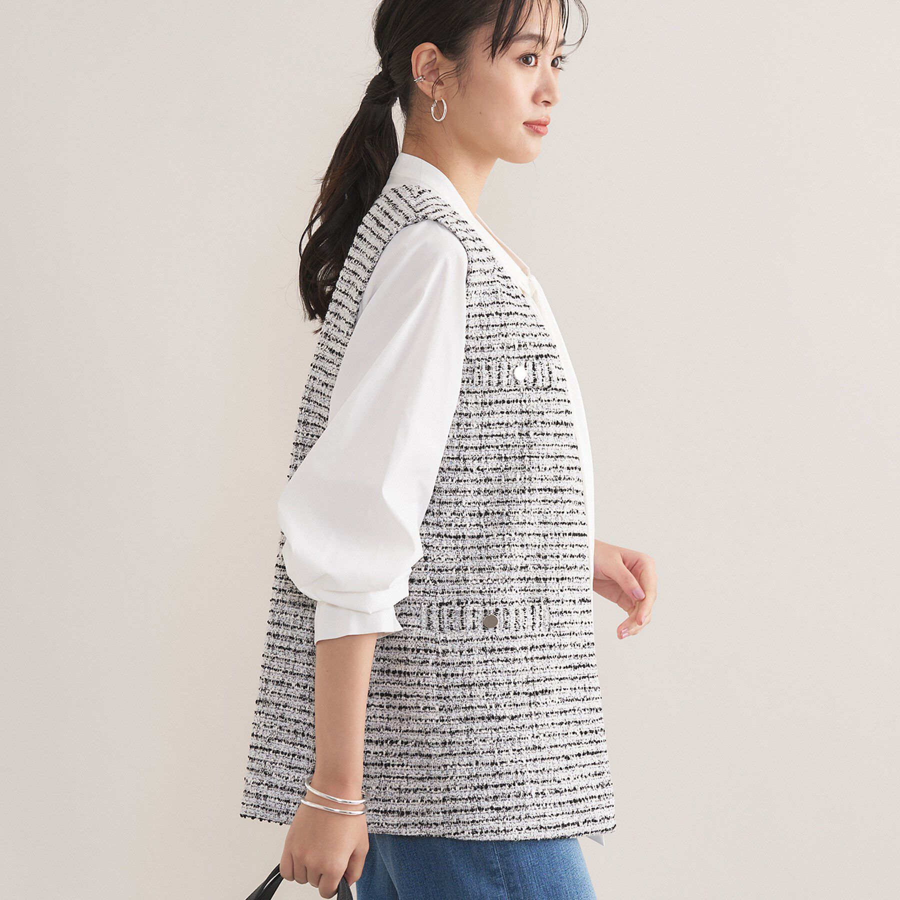 INDIVI「【2点セット／洗える／セレモニー】ツイードジレ＆ボウタイブラウス」|その他|