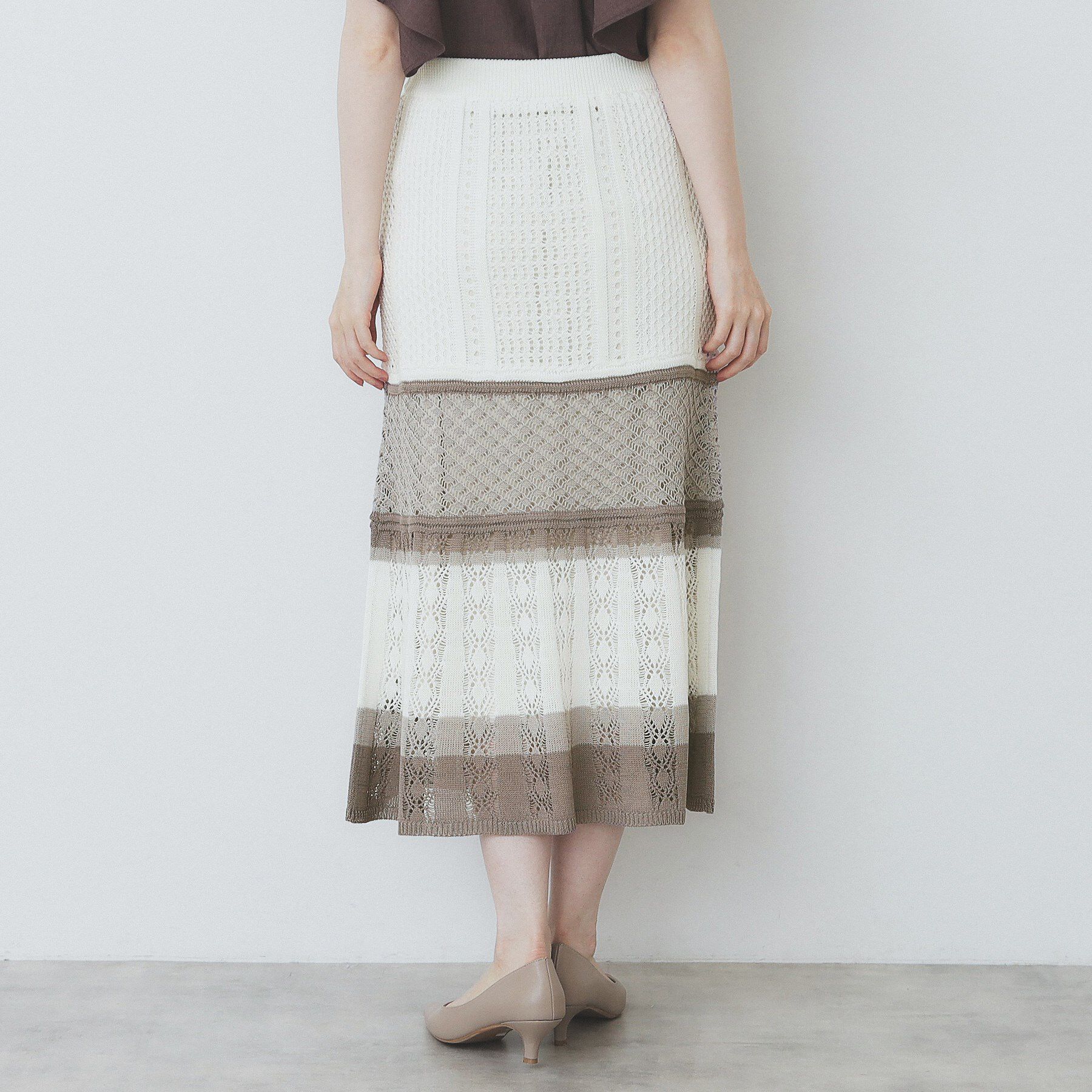 index「透かし編みフレアニットスカート/セットアップ対応【洗濯機洗い可】」|スカート|