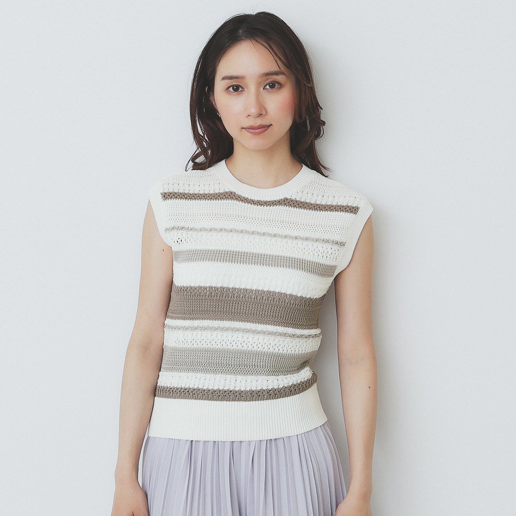 index「透かし編みノースリーブニット/セットアップ対応【洗濯機洗い可】」|ニット・セーター|