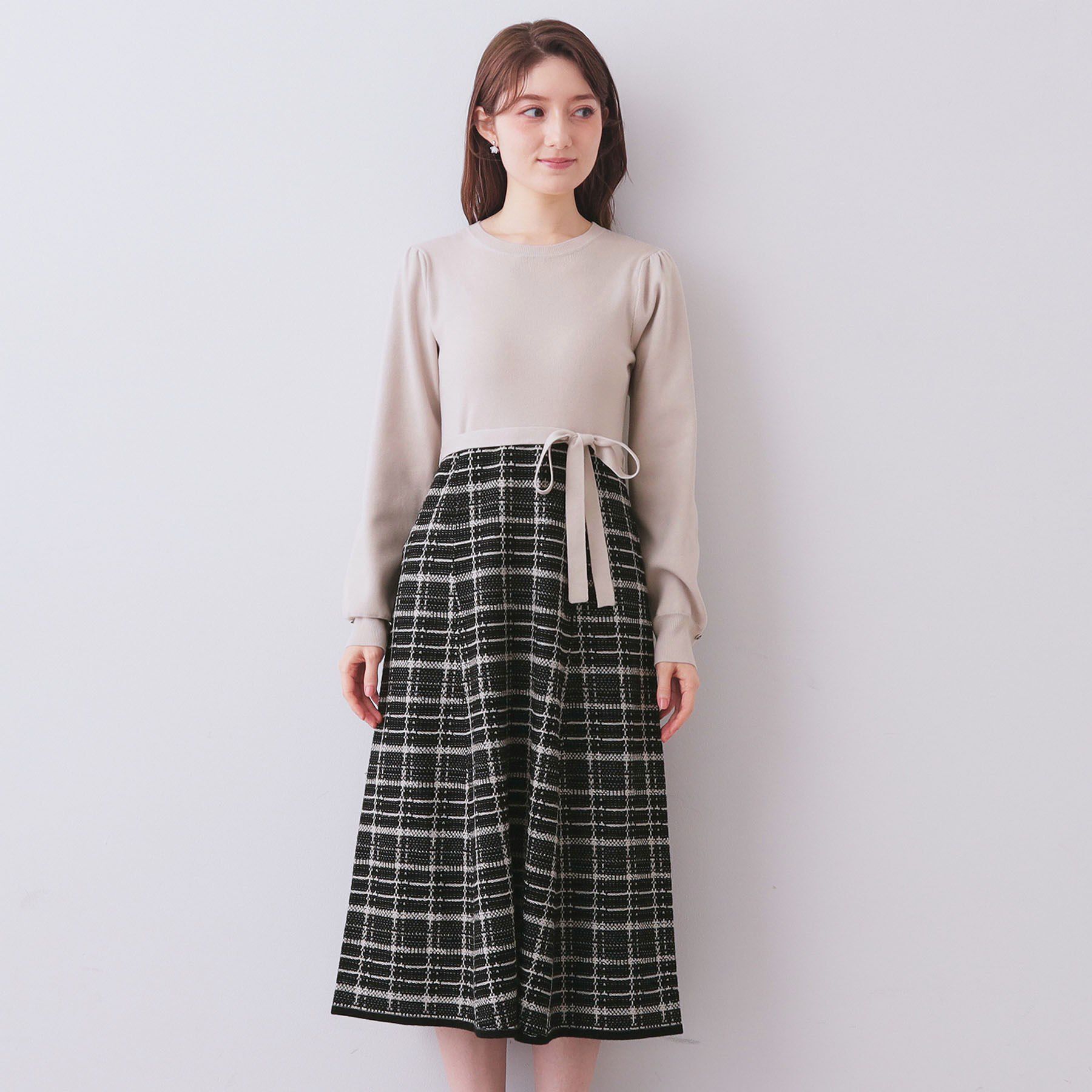 index「チェックラメジャカードニットワンピース」|ワンピース|