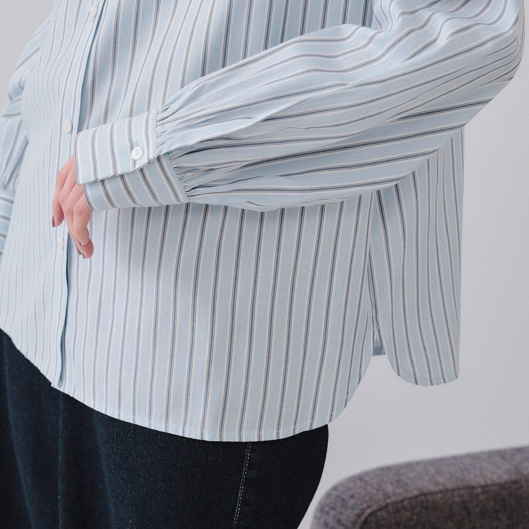 OPAQUE.CLIP「ストライプボウタイシャツ【洗濯機洗い可】」|シャツ・ブラウス|