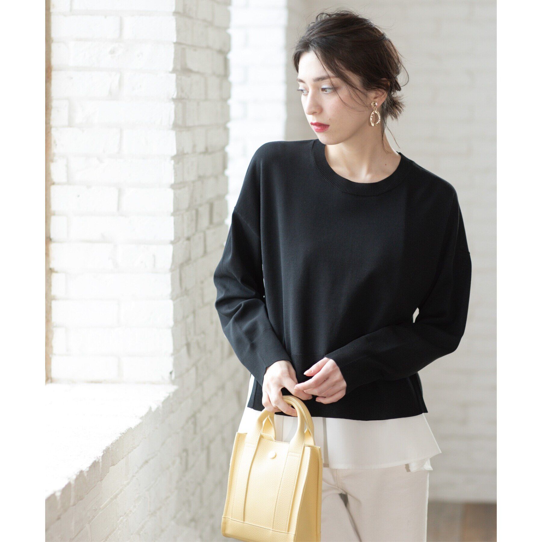 OPAQUE.CLIP「《ツインセット》ワイドニット&times;裾フレアタンクトップ【洗濯機洗い可/抗ピル】」|ニット・セーター|