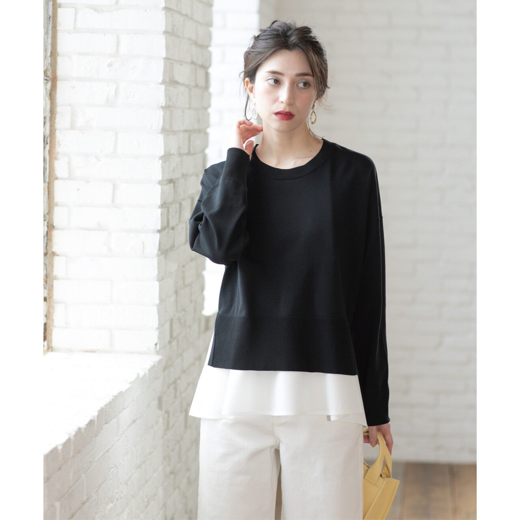 OPAQUE.CLIP「《ツインセット》ワイドニット&times;裾フレアタンクトップ【洗濯機洗い可/抗ピル】」|ニット・セーター|