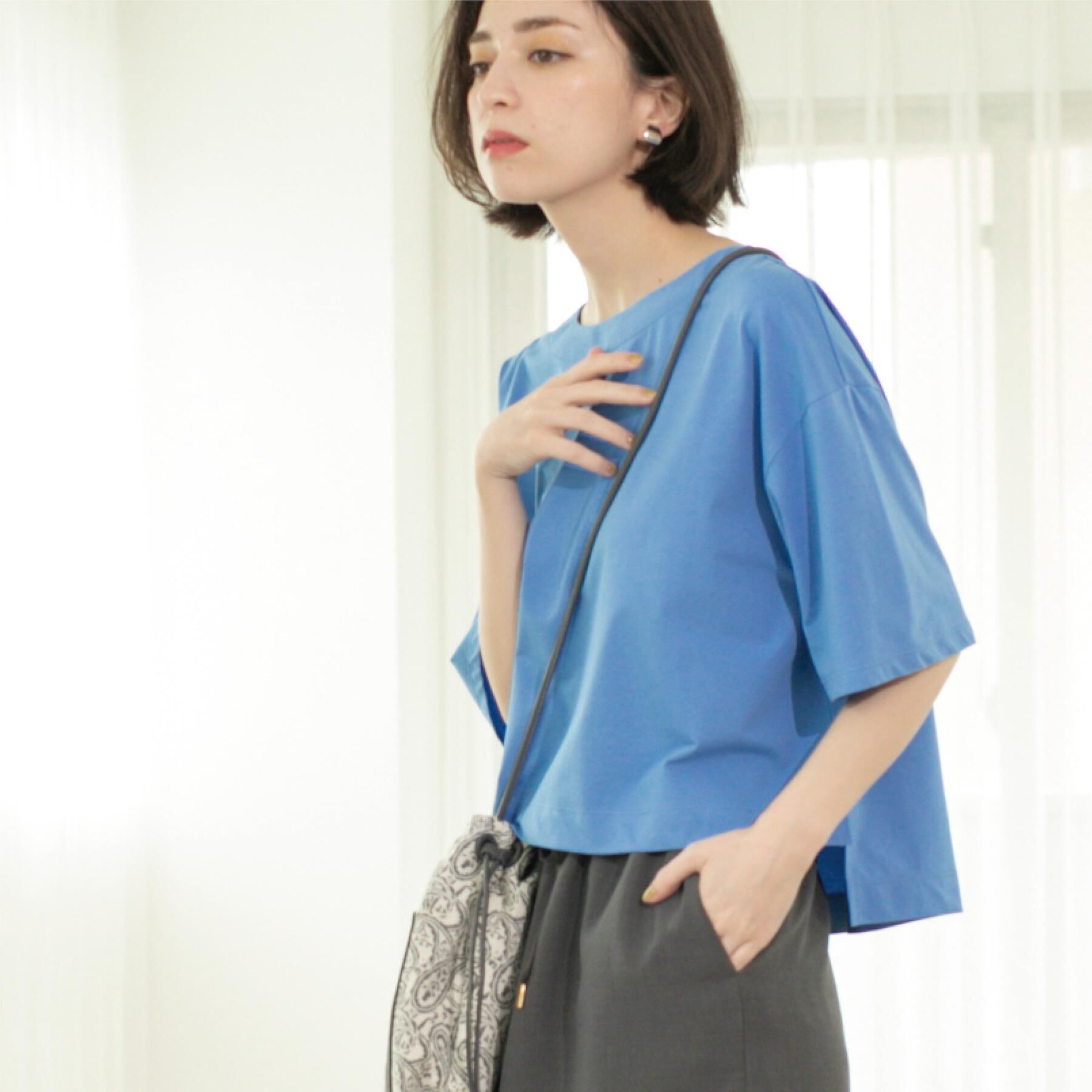 OPAQUE.CLIP「ボートネックショートTシャツ【洗濯機洗い可】」|Tシャツ・カットソー|