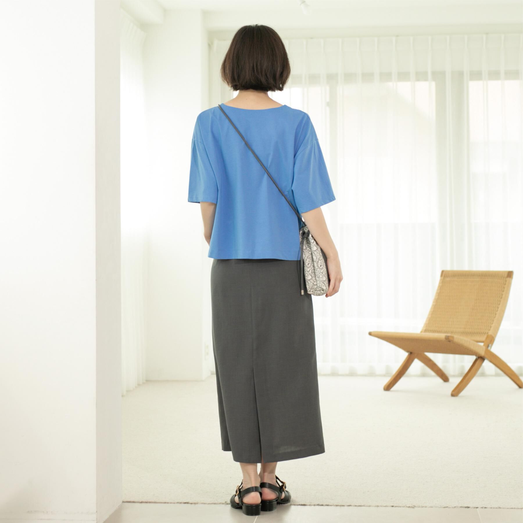 OPAQUE.CLIP「ボートネックショートTシャツ【洗濯機洗い可】」|Tシャツ・カットソー|