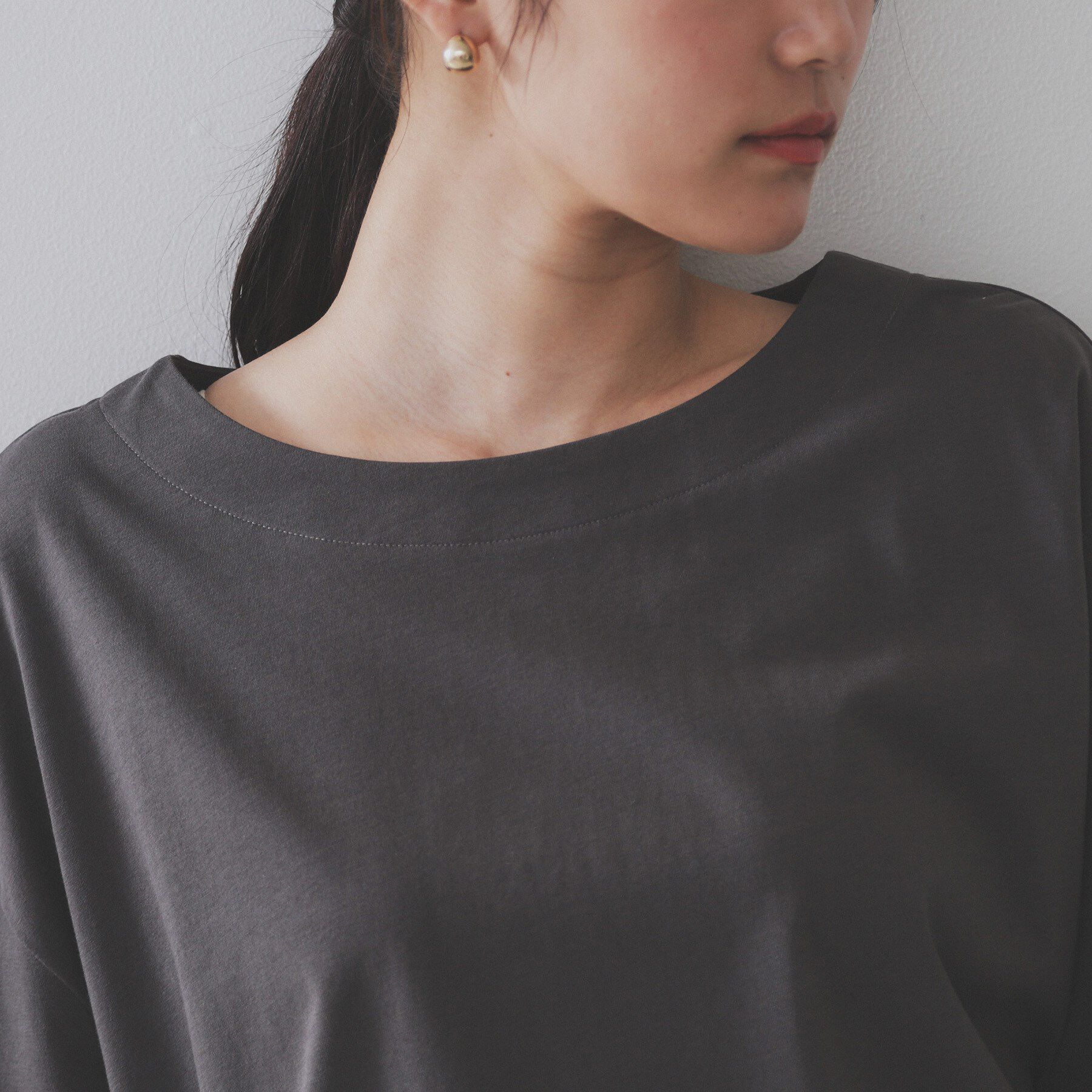 OPAQUE.CLIP「ボートネックショートTシャツ【洗濯機洗い可】」|Tシャツ・カットソー|