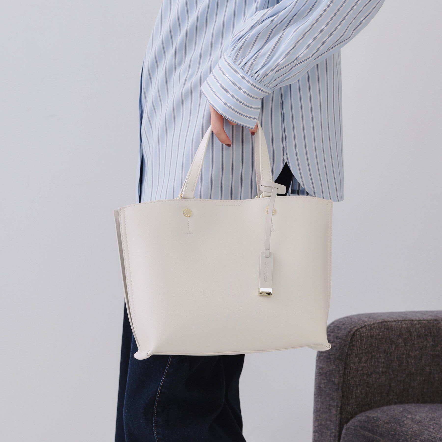 OPAQUE.CLIP「【2WAY】バイカラー3層ミドルトートバッグ」|トートバッグ|