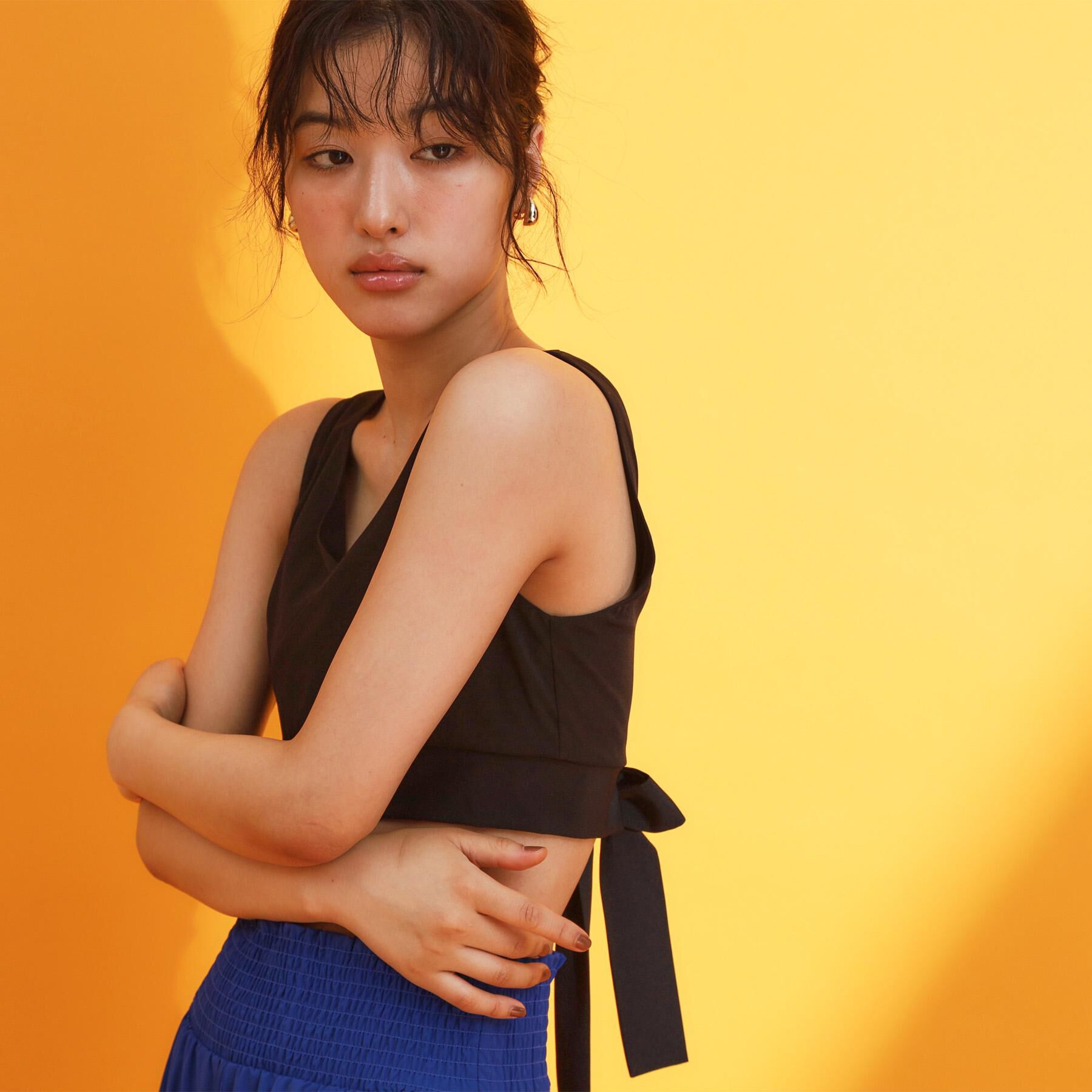 THE SHOP TK「【mizugiwa/ラッシュガード】パット入りリボンビスチェ/セットアップ可/接触冷感/UVケア/洗」|キャミソール|