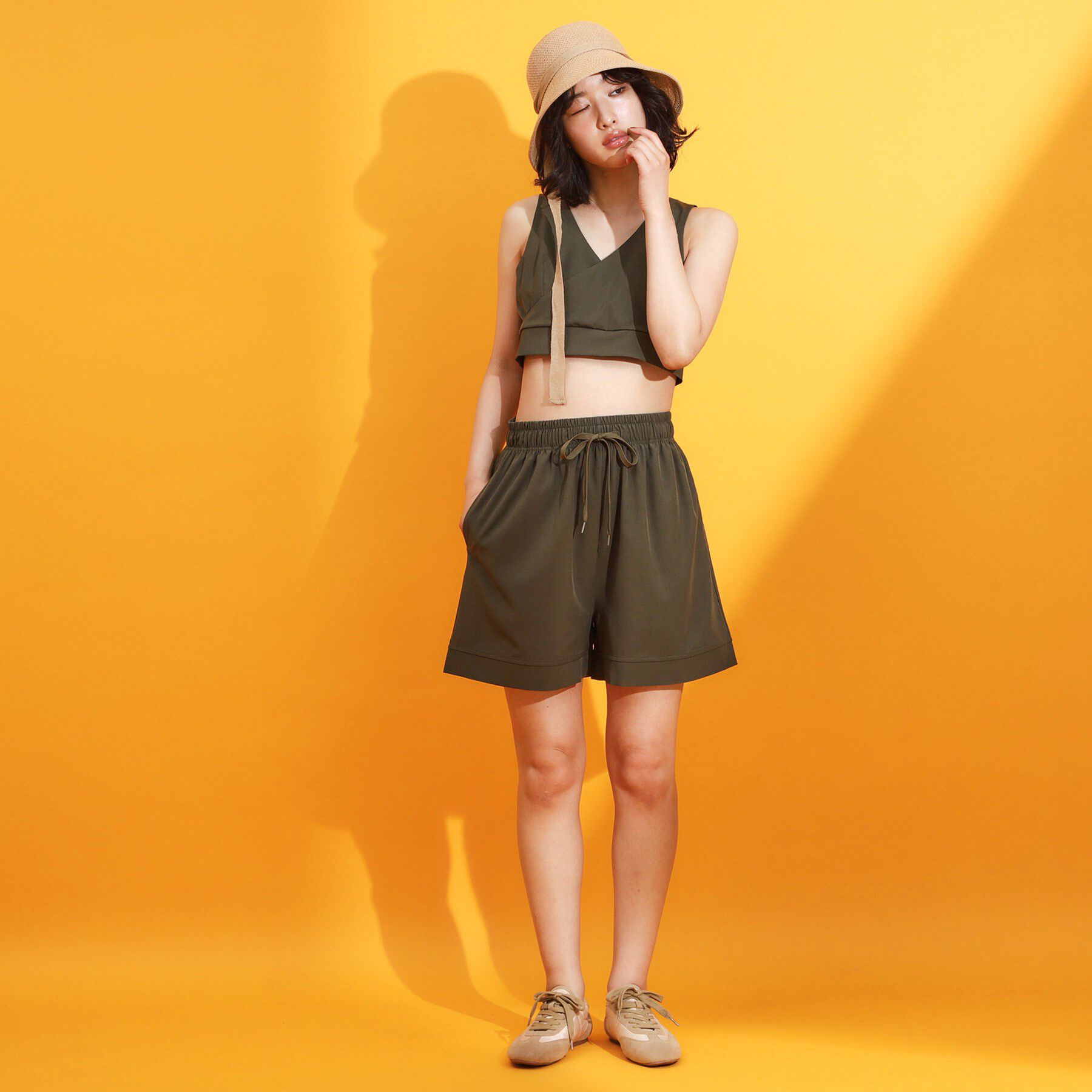 THE SHOP TK「【mizugiwa/ラッシュガード】パット入りリボンビスチェ/セットアップ可/接触冷感/UVケア/洗」|キャミソール|